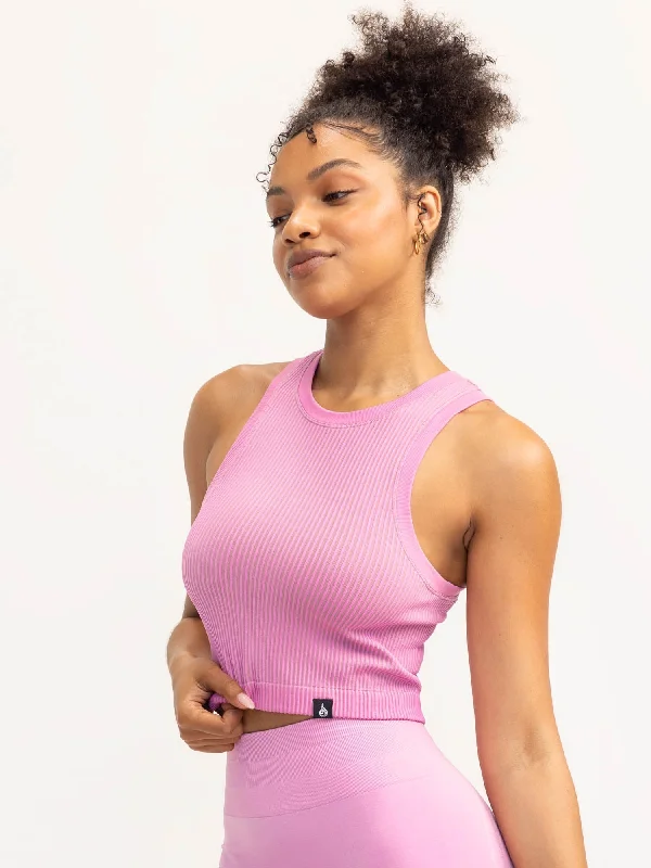 Lift 2.0 Rib Seamless Tank - Musk Pink/Tan