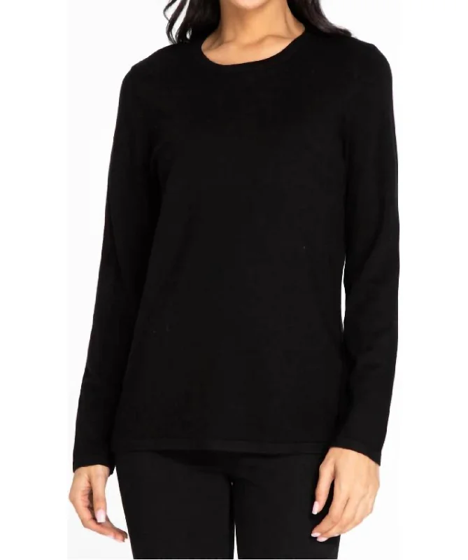 Long Sleeve High Neck Top In Black