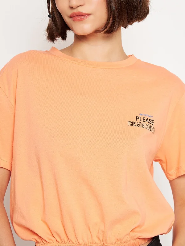 Madame Typography Dark Peach Elasticated Waist Top