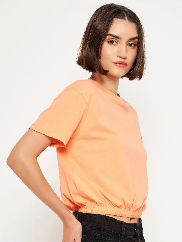 Madame Typography Dark Peach Elasticated Waist Top