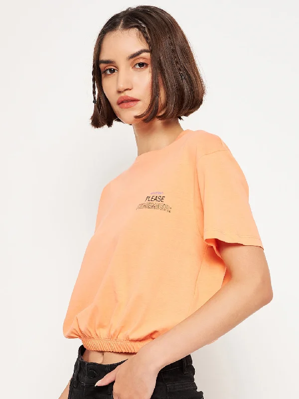 Madame Typography Dark Peach Elasticated Waist Top