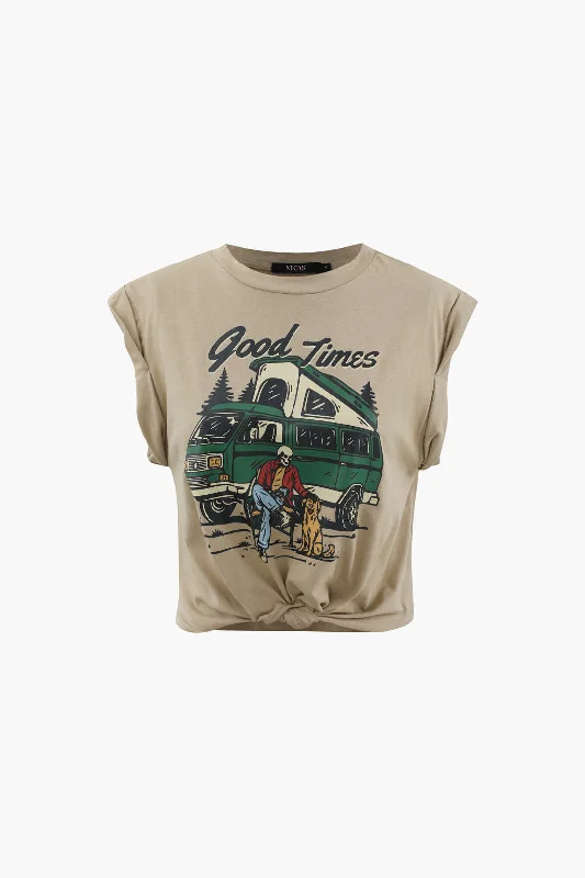 Good Times Graphic Knot Hem T-Shirt