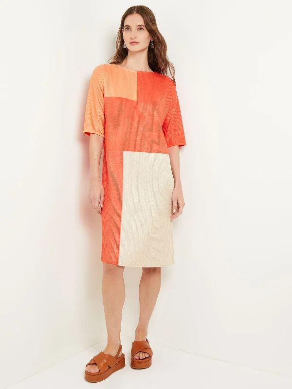 Midi Shift Dress - Colorblock Soft Knit