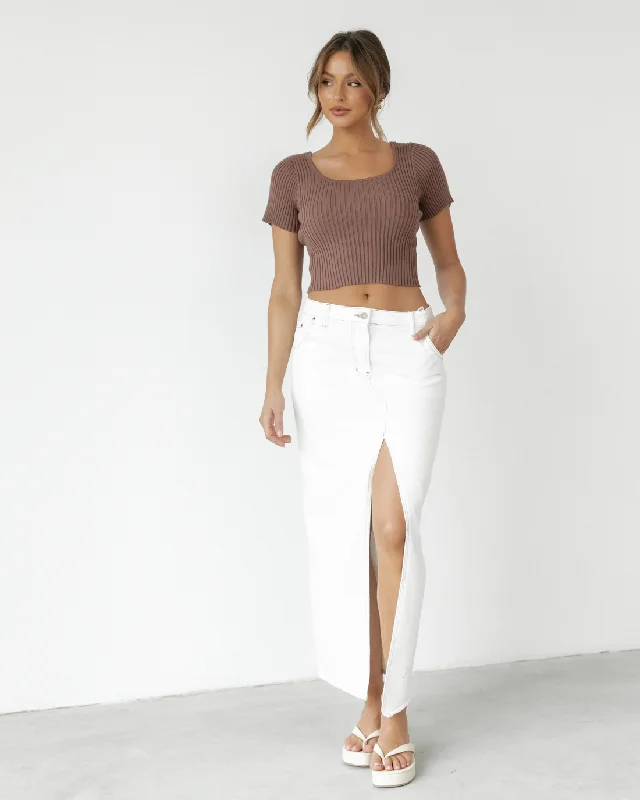 Pantano Knit Crop Top (Brown)