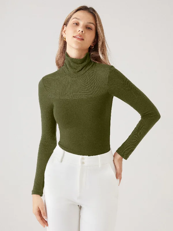 Tencel Wool Semi-Sheer Turtleneck Brami Top