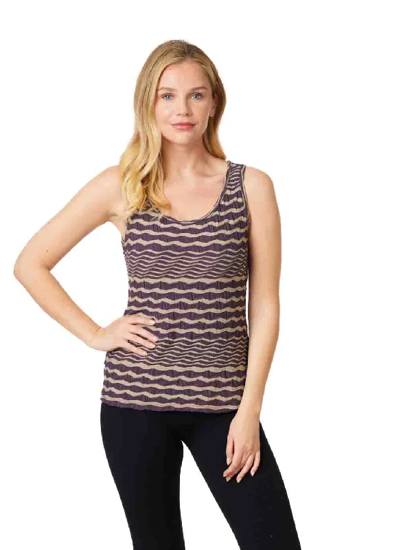 Tianello Taupe ""Stripe"" Knit ""Heidie"" Tank - Steel